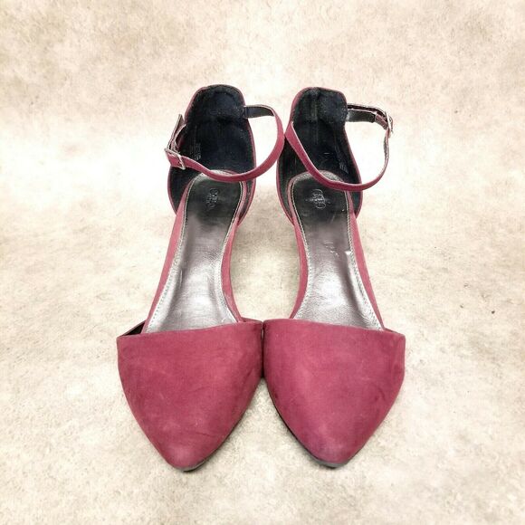 CATO Womens Size 11 Purple Fabric Slip On Pointed Toe Ankle Strap 3" Heel - Picture 2 of 10